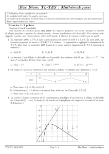 Bac Blanc TL-TES : Mathématiques