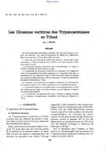 Les glossines vectrices des trypanosomiases au Tchad