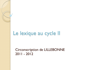 Le lexique au cycle II - circonscription de Lillebonne