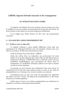 LEXOS, logiciel d`étude lexicale et de conjugaison