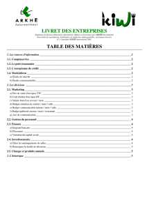 livret des entreprises table des matières