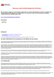 Nouveau code de déontologie des infirmiers