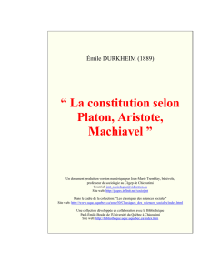 La constitution selon Platon, Aristote, Machiavel