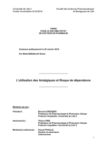 L`utilisation des Antalgiques et Risque de dépendance