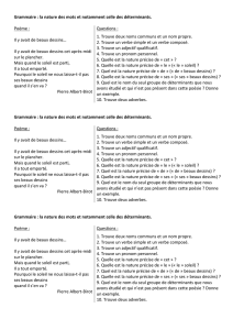 Grammaire : la nature des mots et notamment celle des