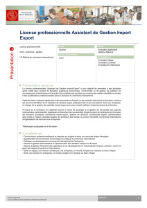 Licence professionnelle Assistant de Gestion Import Export