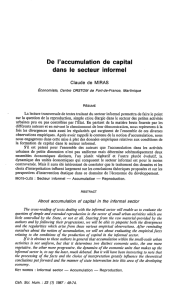 De l`accumulation de capital dans le secteur informel