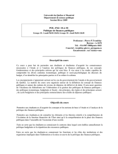 POL 4762- 10 et 30 Politique de finances publiques Descriptif du