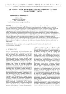 un modele bi-objectif pour la conception de chaines logistiques vertes