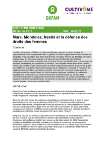 04/2013 Mars, Mondelez, Nestlé et la défense des - Oxfam