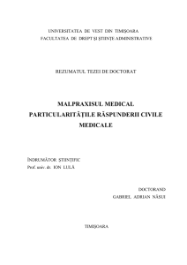 MALPRAXISUL MEDICAL PARTICULARITĂłILE