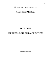 SCIENCE ET SPIRITUALITE Jean-Michel Maldamé ECOLOGIE ET