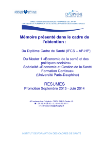 Livret consultable Résumés mémoire 2013-2014