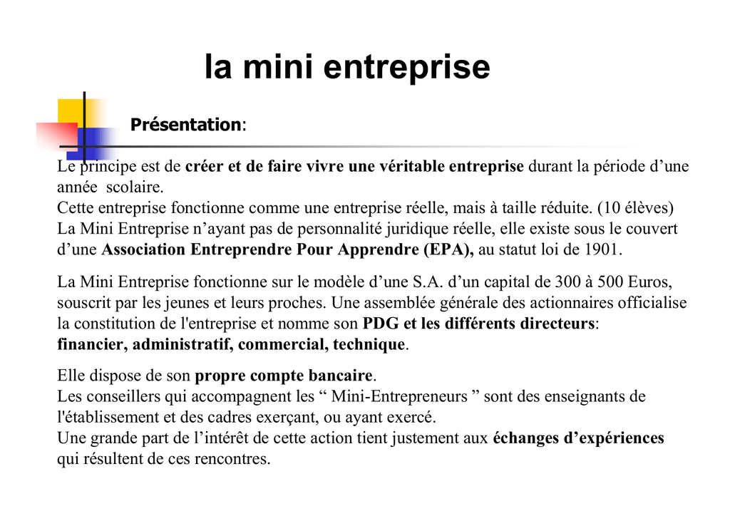 PDF mini entreprise collège PDF Télécharger Download