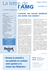 La lettre de l`AMG - Association des Médecins du canton de Genève