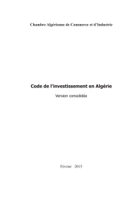 Code de l`investissement en Algérie