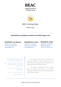 BEAC Working Paper N°03/16 : Optimalité de la politique monétaire