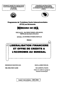 Libéralisation financière et offre de crédits à l`économie au Sénégal