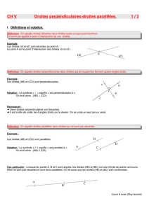 CH V Droites perpendiculaires-droites parallèles. 1 / 3