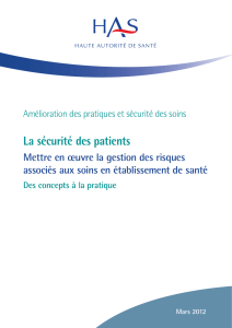 La sécurité des patients - Bibliothèque IFSI CH Le Mans