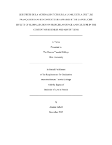 les effets de la mondialisation sur la langue et la culture françaises