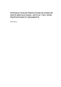 introduction de prestations de soins de sante mentale dans l
