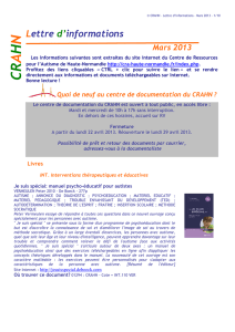 Mars 2013 - Association Nationale Centres Ressources Autisme