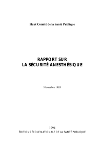 rapport sur la sécurité anesthésique