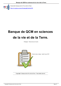 Banque de QCM en sciences de la vie et de la Terre.
