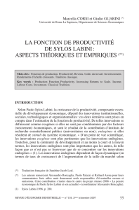 la fonction de productivité de sylos labini: aspects théoriques et