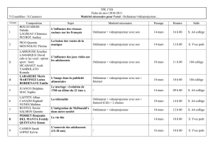 TPE 1°ES Fiche de suivi 2010-2011 T.Crusalèbes / S.Cazanave