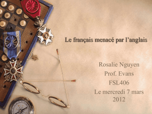 Le français menacé par l`anglais - University of Toronto Mississauga