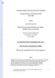 LA MEDIATION GRAMMATICALE EN ECOLE ELEMENTAIRE