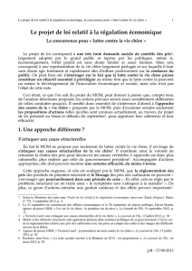 Le projet de loi relatif à la régulation économique