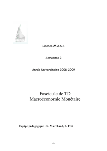 Fascicule de TD Macroéconomie Monétaire