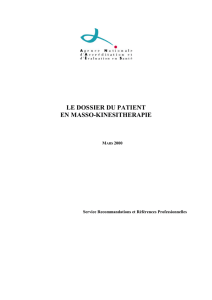 Dossier du patient en masso-kinésithérapie