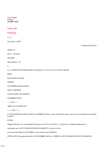 Document 2 de 2 Cour d`appel Limoges Chambre civile 10 Mars