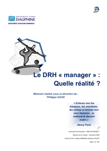 Le DRH « manager » : Quelle réalité