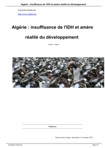 Algérie : insuffisance de l`IDH et amère réalité du