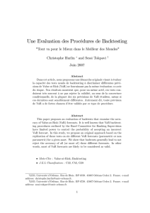 Une Evaluation des Procédures de Backtesting