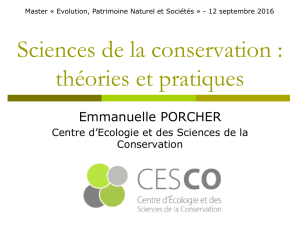 Sciences de la conservation : théories et pratiques