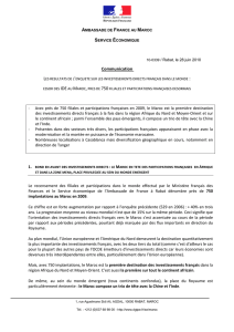 essor des IDE au Maroc - Ambassade de France au Maroc