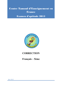 CORRECTION Français – 5ème Centre Tamoul d`Enseignement en