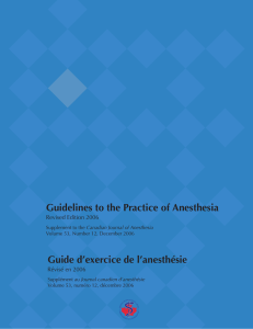 Guidelines to the Practice of Anesthesia Guide d`exercice de l