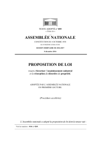 ASSEMBLÉE NATIONALE PROPOSITION DE LOI