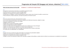 Progression de français CE2 (langage oral, lecture