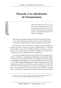 Nietzsche et la radicalisation de l`interprétation