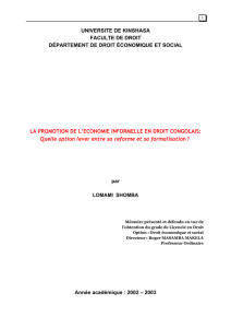 UNIVERSITE DE KINSHASA FACULTE DE DROIT DÉPARTEMENT