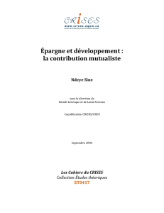 Épargne et développement : la contribution mutualiste - Crises-UQAM