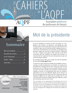 Cahiers de l`AQPF Vol. 6 no 4